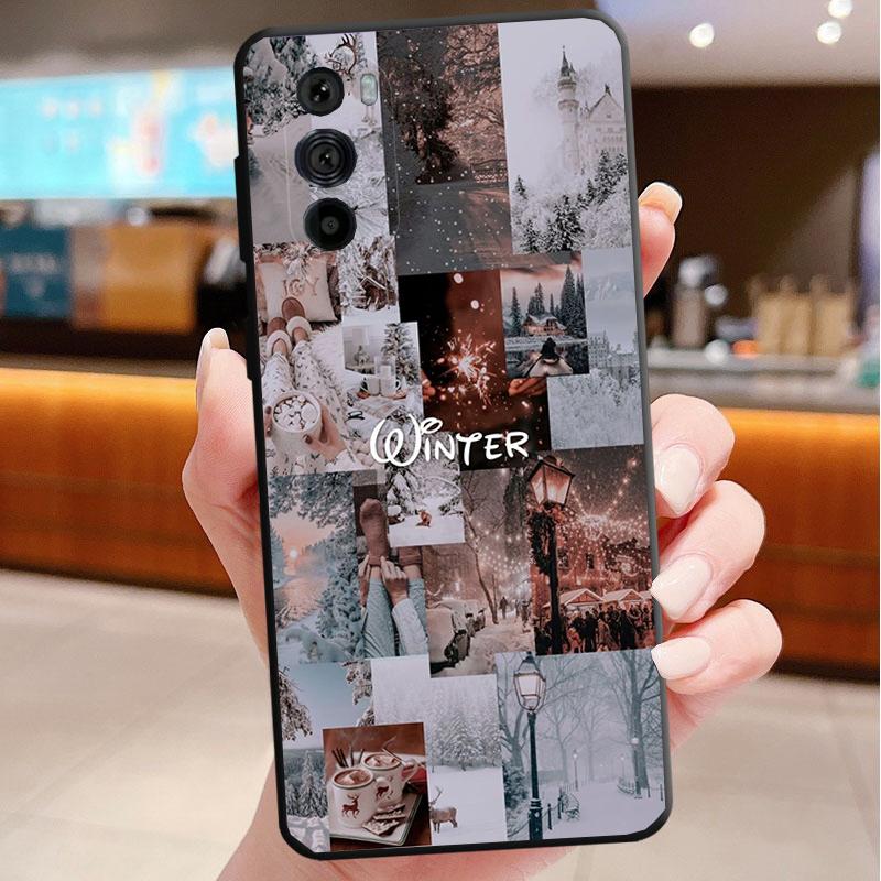 Phone Case For Motorola Edge 50 40 Pro 60 50 40 30 Ultra Neo Fusion Moto G Play G Stylus G Power G Winter Christmas Snowflake