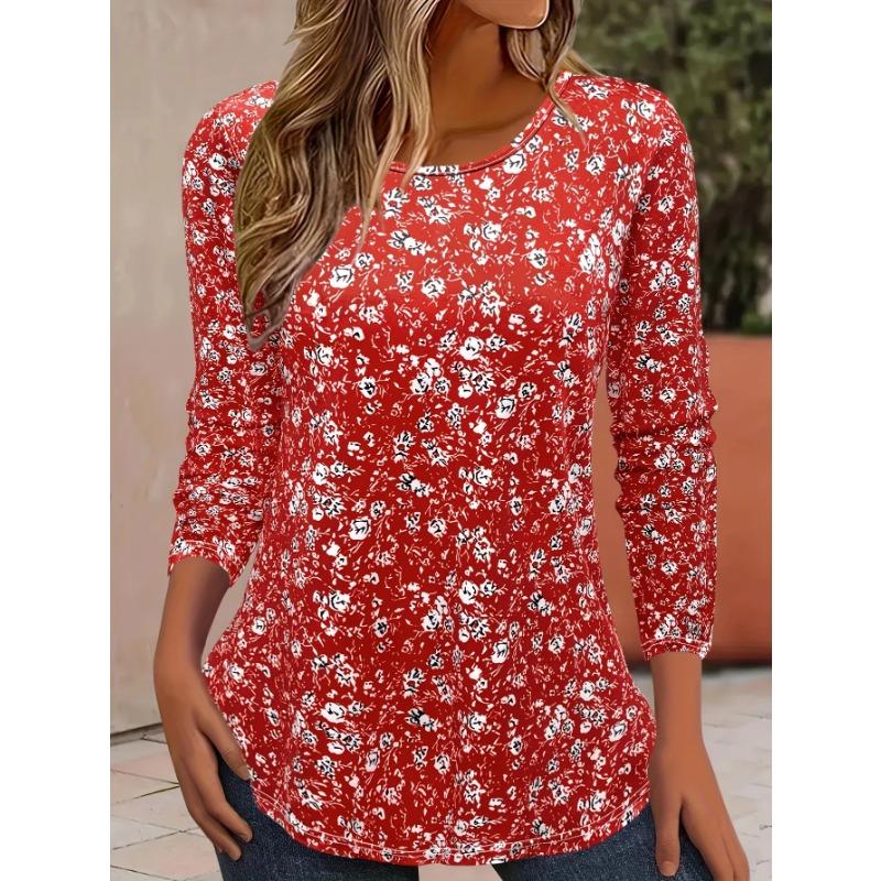 Floral 3D Print O-Neck Long Sleeve T-Shirts Fashion Pattern Women Clothing Casual Clothes Harajuku Female Clothing