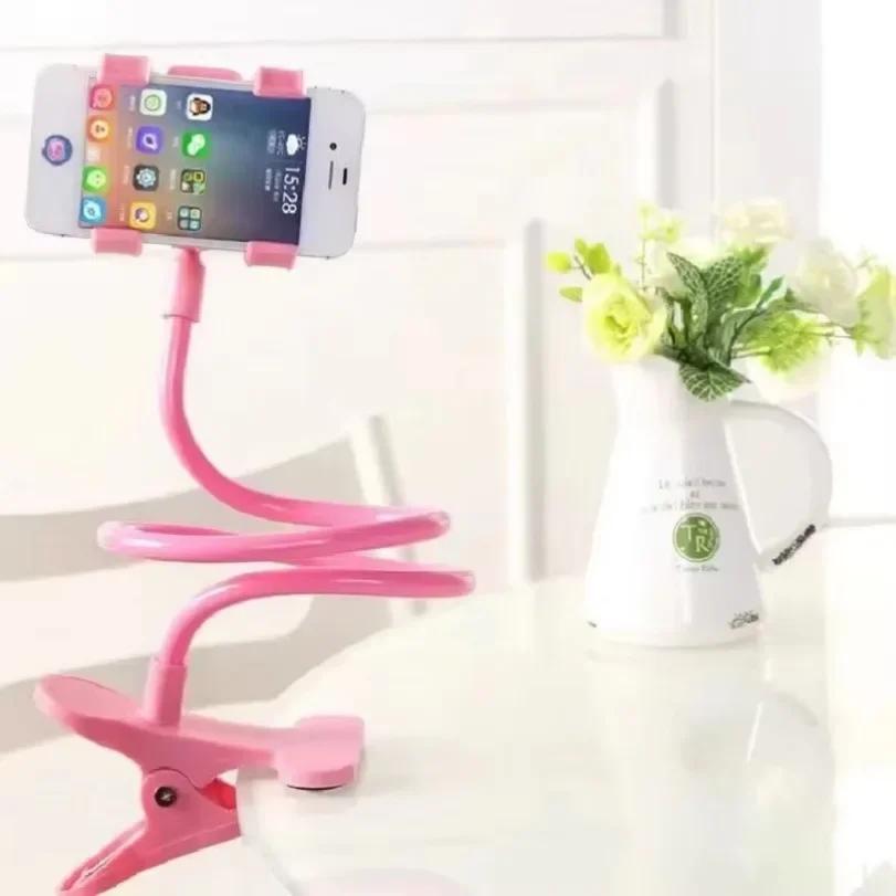 360° Rotation Lazy Bedside Table Side Phone Stand Adjustable Spiral Long Arm Phone Holder Clip for Live Record Cellphone Bracket