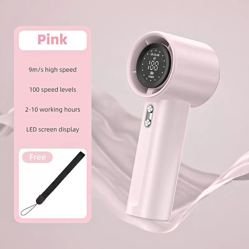 Southeast Asia's Hot-Selling Model 001 Handheld High-Speed Fan, 100-Speed Violent Digital Display Rechargeable Outdoor Fan, Mini Fan