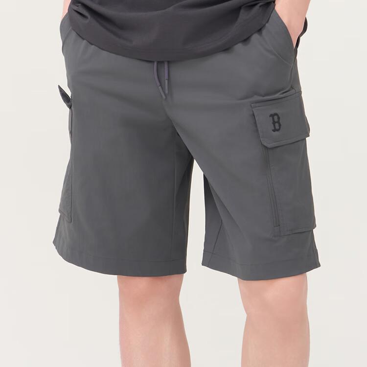 MLB Gofcore Basic Boston Red Sox Casual Simple Versatile Lace-Up Five-Point Cargo Shorts Unisex shorts Charcoal-Gray 3ASMB0653-43CGD