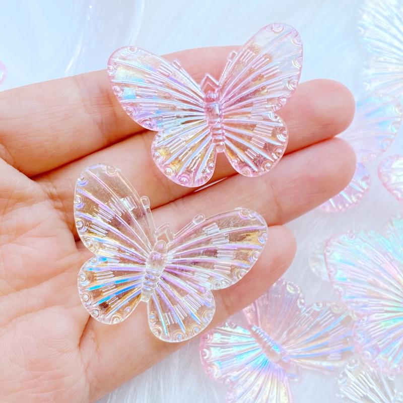 10Pcs New Cute Small AB Plated Butterfly Flat Back Resin Cabochons Scrapbooking DIY Jewelry Craft Decoration Accessorie