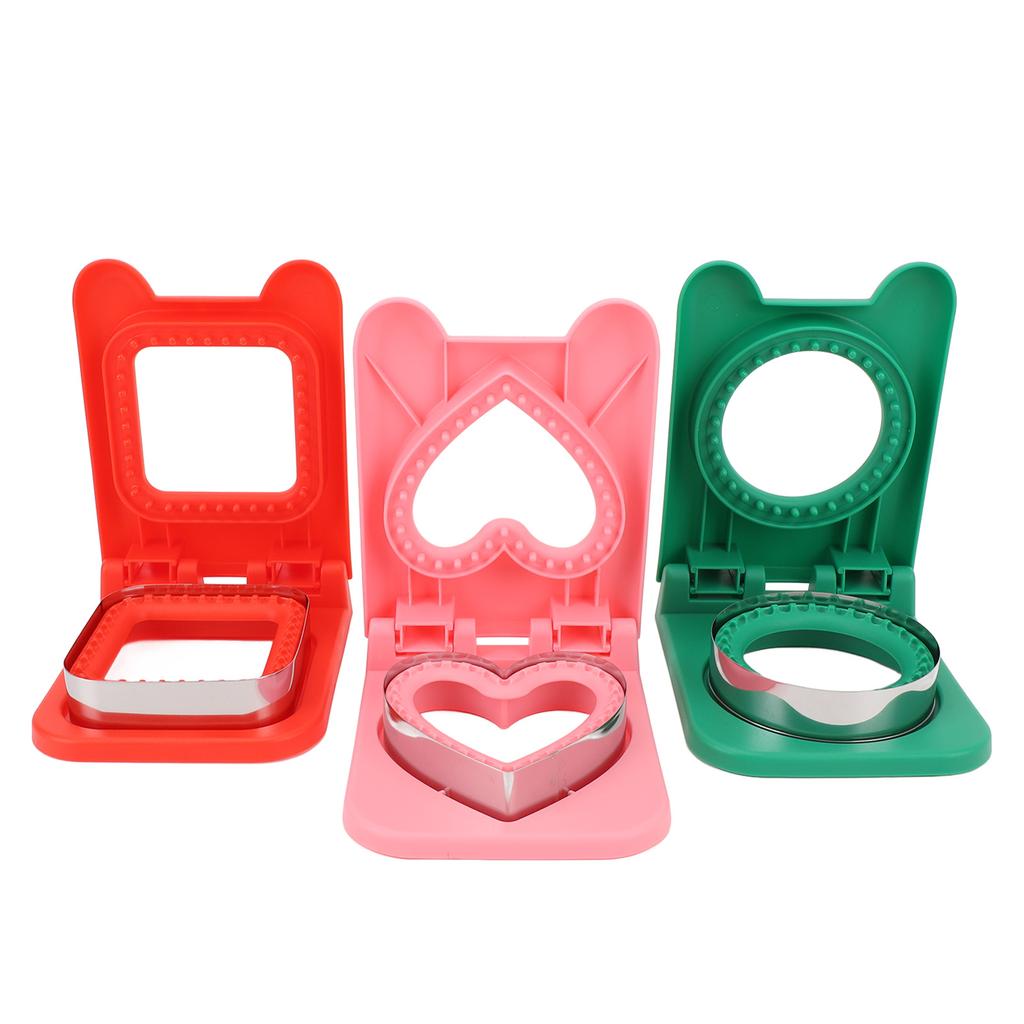 3ks Vykrajovátko a svařovačka na sendviče Vykrajovátko na sendviče do svačinových boxů Bento boxů Obdélníkové Červené Kulaté