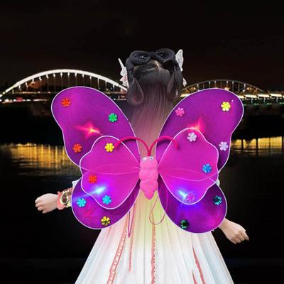 Kızlar Kelebek Kanatları Kostüm Aksesuarı Asa ve Saç Bandı LED Parlayan A Kesim