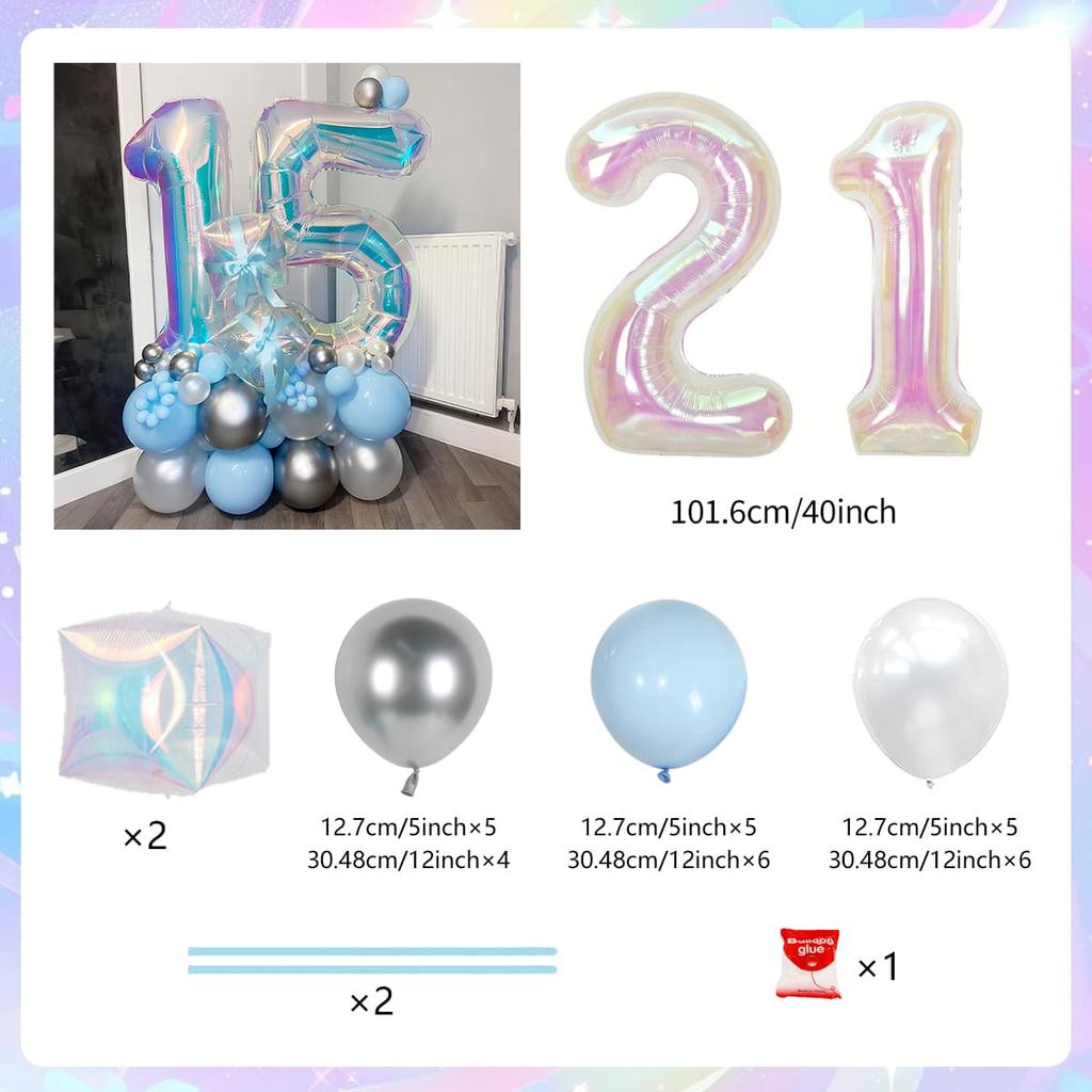 Colorful Rainbow Balloon Set Digital Transparent Colorful Aluminum Film Balloon Commemorative Day Birthday Party Decoration