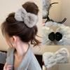 Plush Bow Meatball Shaped Head Grab Clip Women's Back of The Head High End Feeling New Style of Hair Clip Hair Fashion Accessory