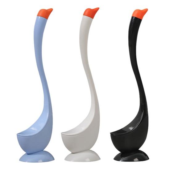 Yousheng Toilet Brush Dense PP Bristles Curved Long Handle Swan Shape Bathroom Brush with Leak-Proof Removable