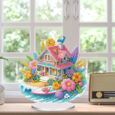 Acrylic 2D/Flat DIY 5D DIY Diamond Art Tabletop Decorations Diamond Painting Desktop Decorations for Home Office Desktop Decor