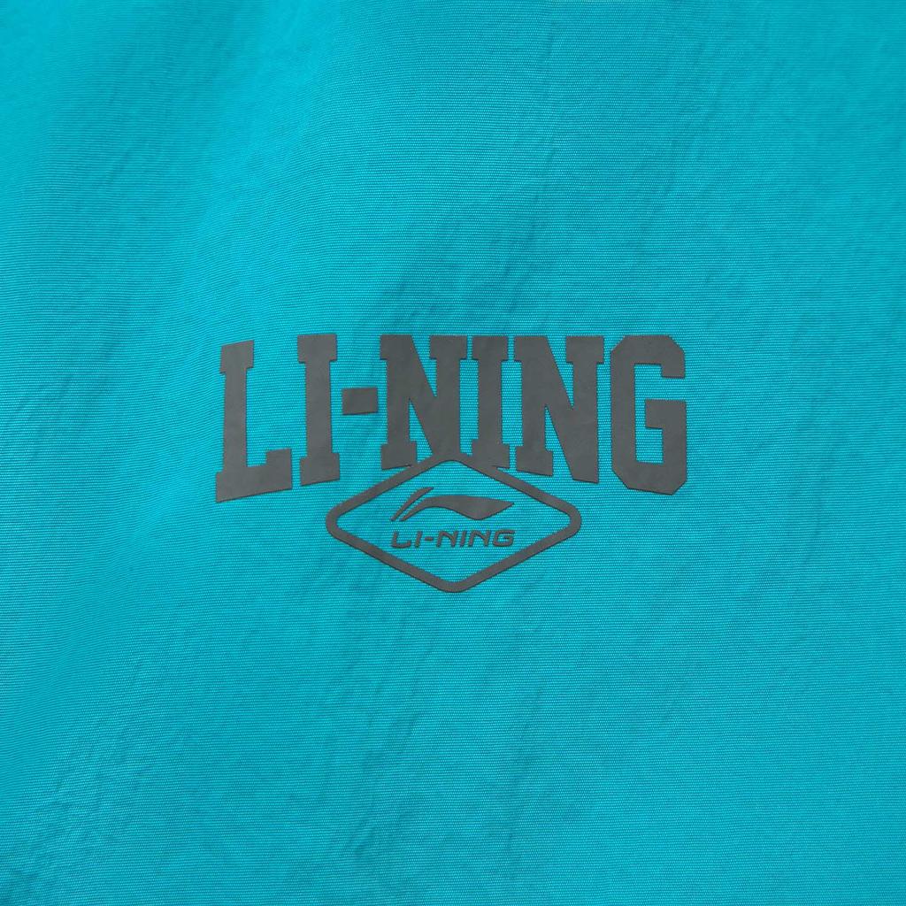 Li Ning Minimalist Color Block Hooded Loose Versatile Zipper Windbreaker Men Outerwear Reef-Blue Coal-Gray AFDVE63-5