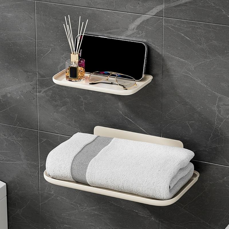 Multipurpose Folding Wall Shelf Water Resistant Plastic Storage Rack For Kitchen Bathroom And Bedroom