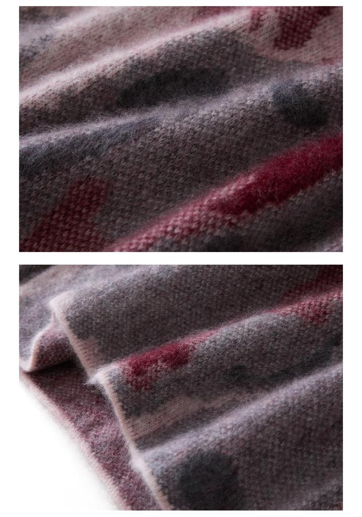 Women's Cashmere Wool Jacquard Knit Sweater - Thickened Loose Pullover for Autumn/Winter