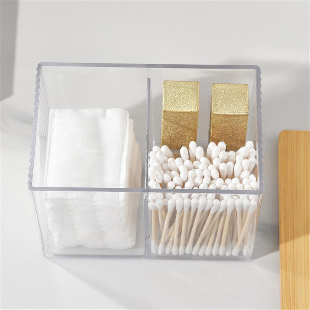 Multipurpose Bathroom Canister with Wood Lid for Cotton Swabs Dental Flosses Cotton Pad and Hair Fashion Accessories