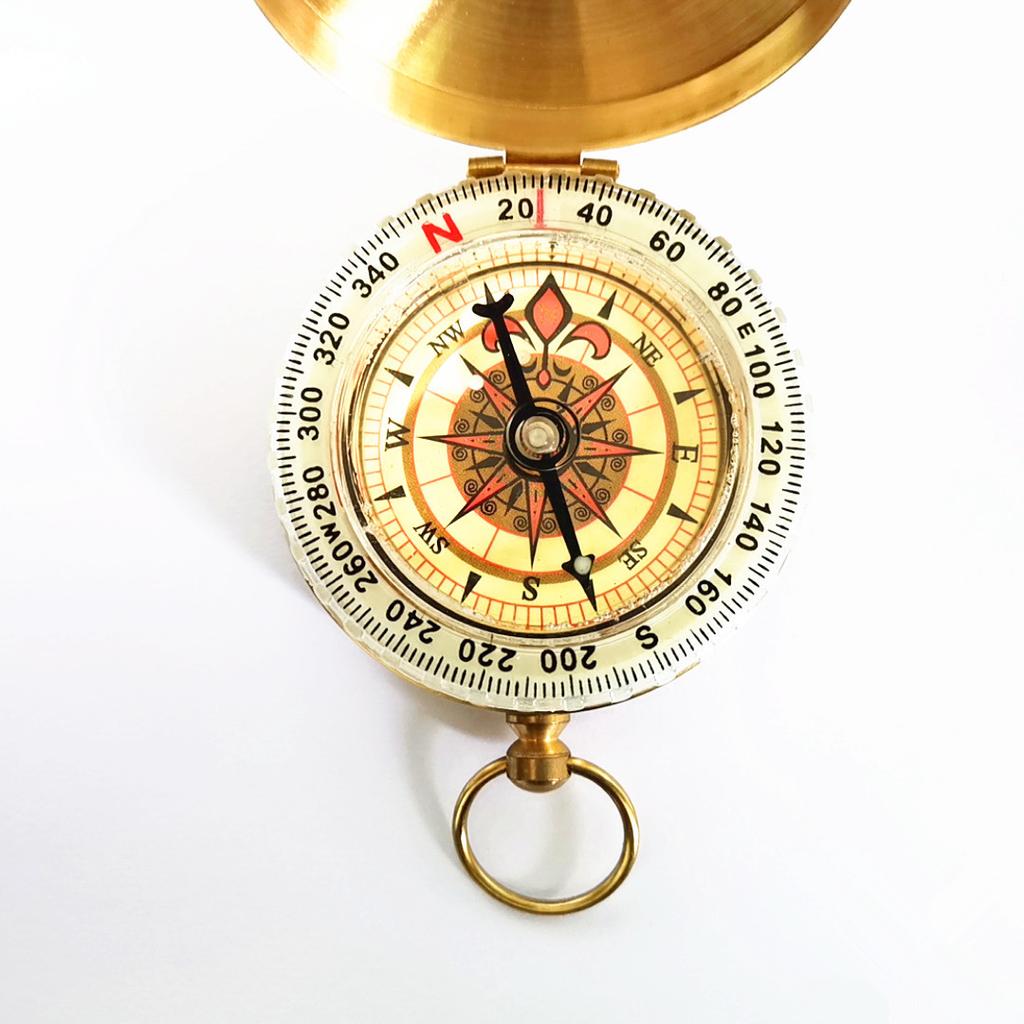 1 Stück Reiner Kupfer Kompass G50 Taschenuhr Retro Klappkompass Outdoor Bergsteigen Multifunktion mit Deckel Leuchtend