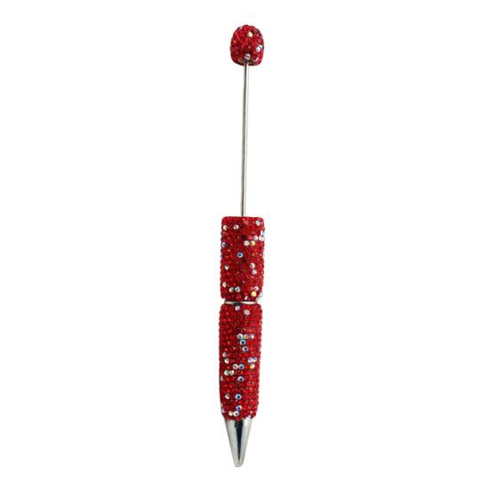 Comfortable Grip Gel Pen Diamond Beadable Pens, Bling Rhinestone Beaded DIY Bead Pen, Crystal Shaft Decorative Craft Black Ink Ballpoint Pens