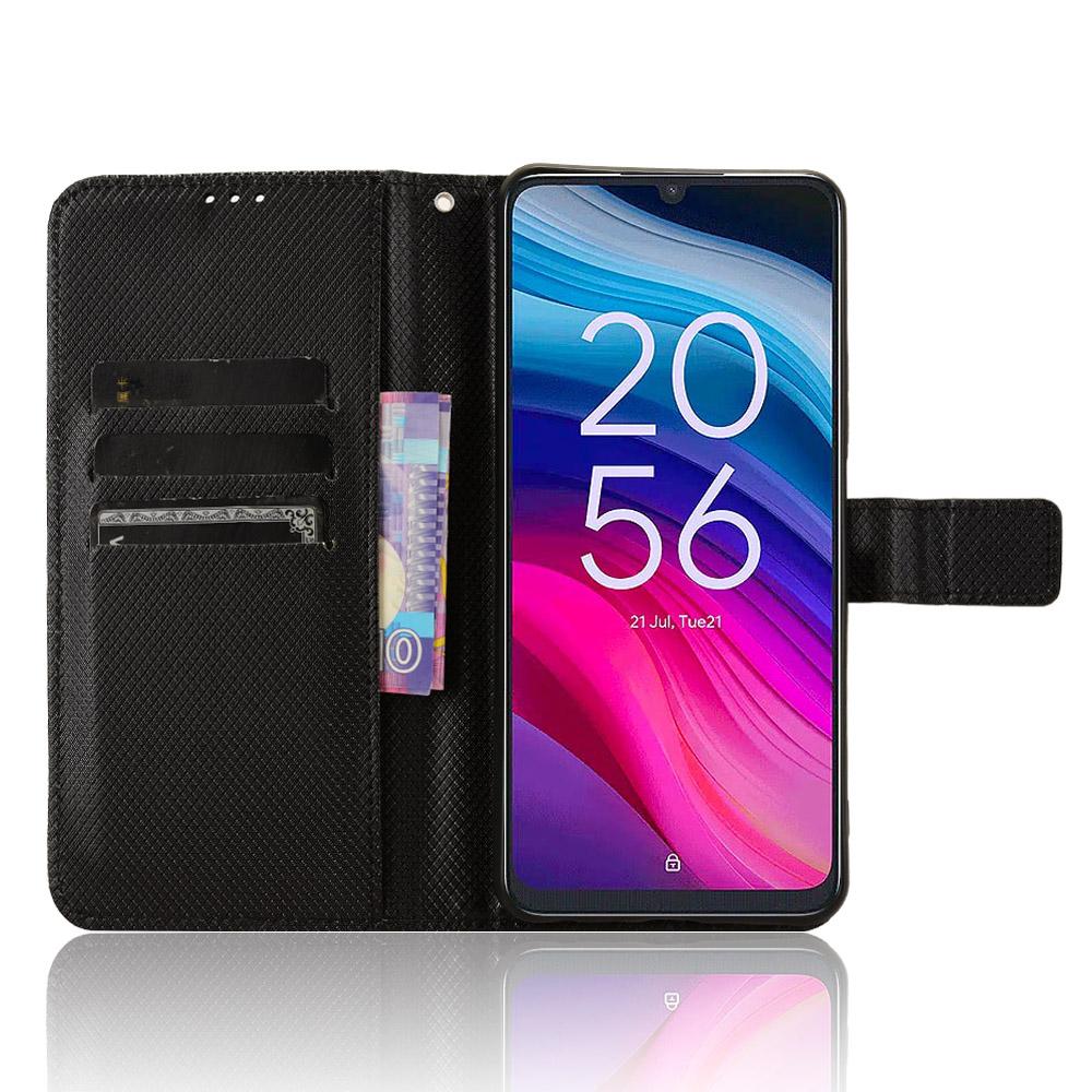 

For TCL 505 T509K T5094 Case Diamond Texture PU Leather Card Slots Stand Phone Cover Blue