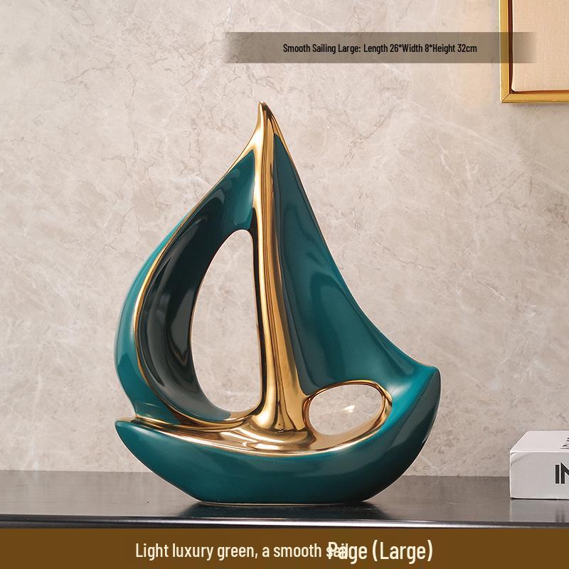 Smooth Sailing Ship Wine Cabinet Ornament Set - Luxurious Home & Office Decor