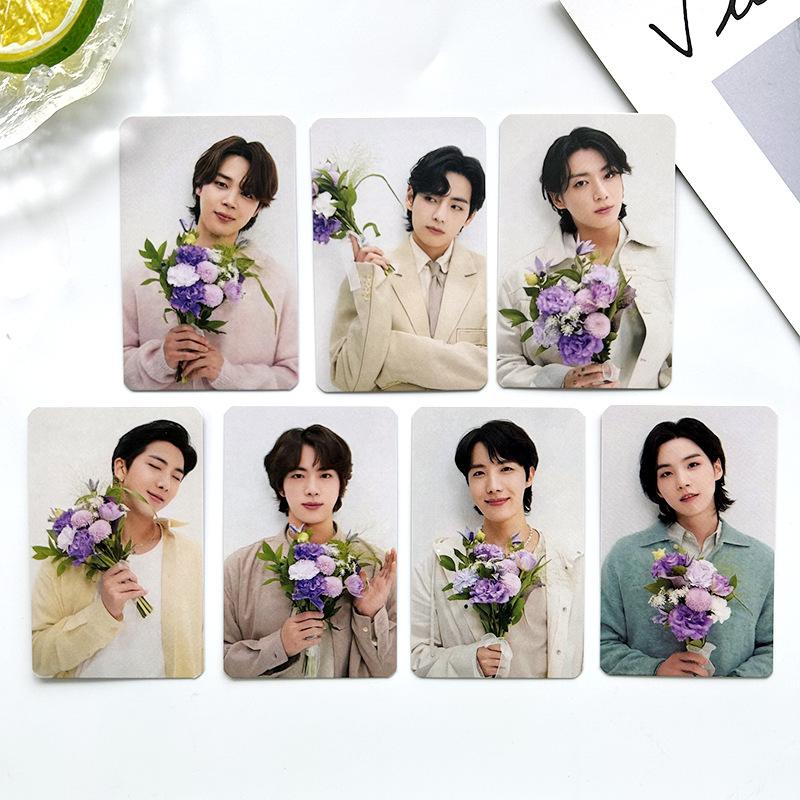 BTS Member 7pcs Photocards Flower Concept Lomo Cards Set Cute Postcard Gift for ARMY Kpop Fans Collection Merchandise Decorative Accessories
