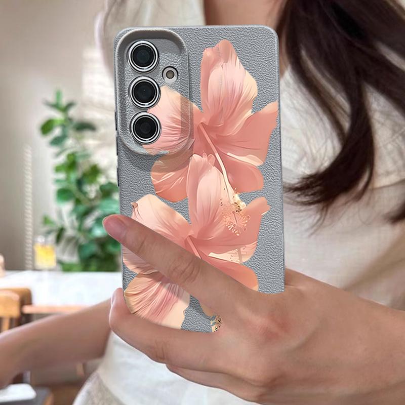 Pink Hibiscus Flower Pattern Case For Samsung Galaxy S26 S25 S24 Ultra S23 S22 S21 FE A54 A15 A35 A55 A16 A26 A36 A56 A17 A37 A57 5G Funda