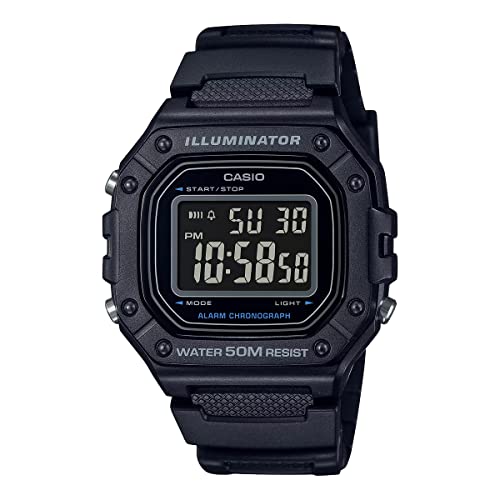 

CASIO Casio Square Digital W-218H-1B All Black Watch for Men, Women, Kids, Men, Women, Kids, Midd...
