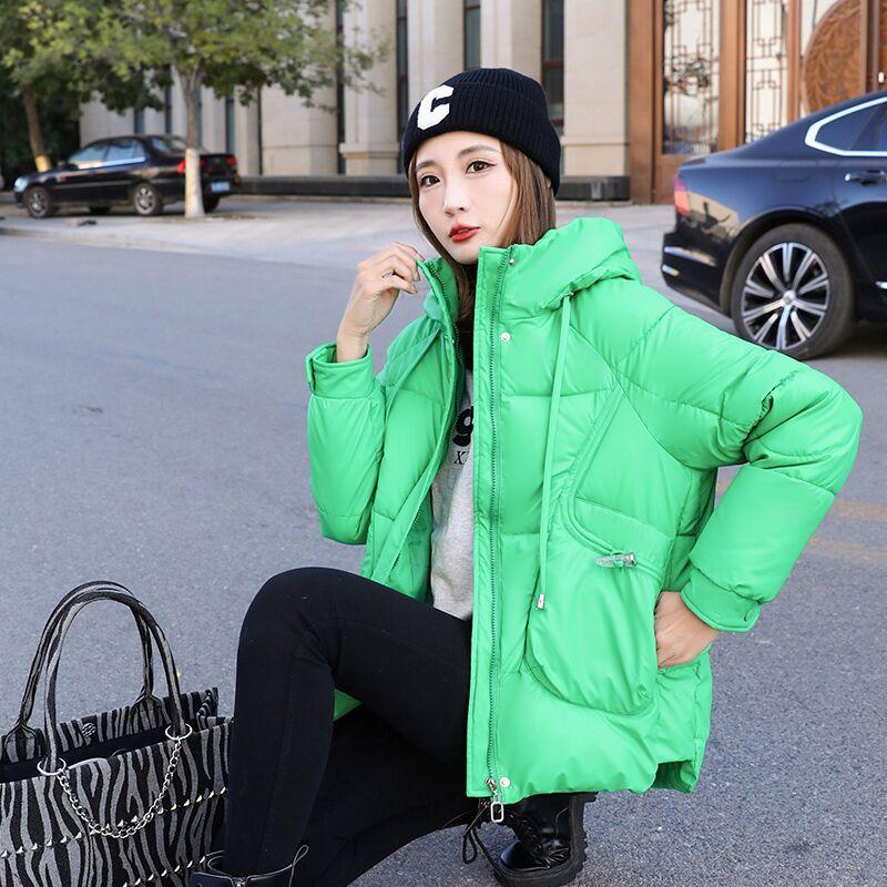 

Осень/зима женская однотонная свободная модная теплая короткая женская куртка с капюшоном