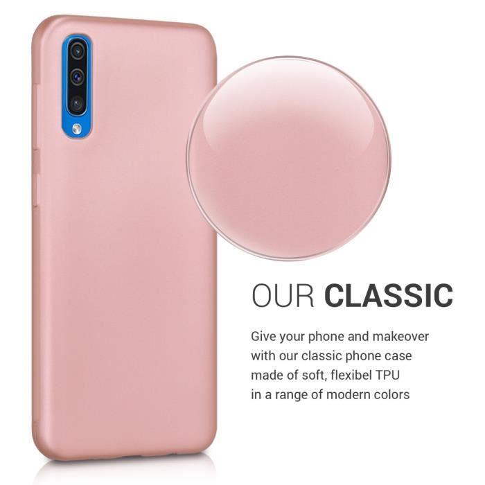 Coque - kwmobile - Samsung Galaxy A50 - Silicone - Souple - Or rose métallique