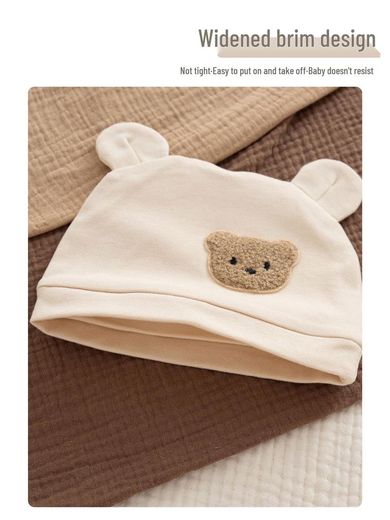 Unisex Yenidoğan Bebek Şapkası, 0-3 Ay, Saf Pamuk, Yumuşak, Çift Katmanlı, Sonbahar/Kış için İdeal