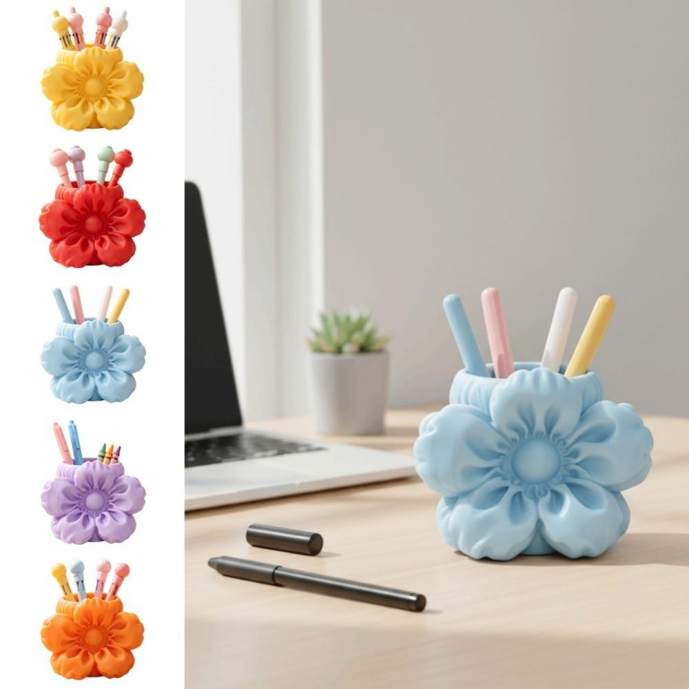 Makeup Brush Bin 3D Printed Pen Stand Desktop Organizer Simulation Floral Model Office Desktop