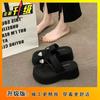 2025 new fairy wind love rhinestone cover toe slippers women wear thick-soled high-heeled beach sandals in summer