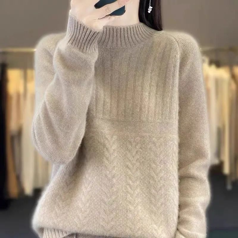 Women's Sweater Autumn Winter Loose Fit Outer Wear Turtleneck Base Layer Winter Top