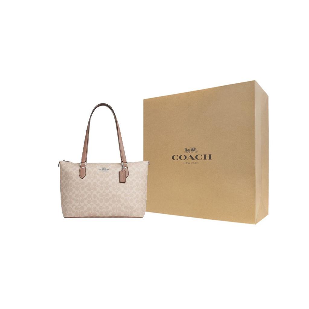 Coach Gallery 36 Classic Monogram Zipper Tote Bag Women Tote Bags Dusty-Pink CW381-SVPWH