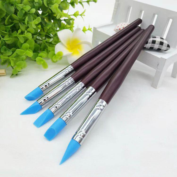 5-Piece Silicone Watercolor & Oil Painting Masking Brush Set for Art & Nail Art
