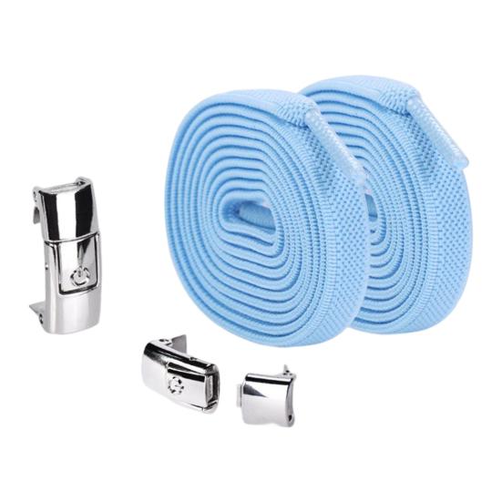 1 Pair 8mm No Tie Shoelaces Buckle Closing Opening Solid Color Flat Elastic Multipurpose Kids Adult Lazy Shoe Laces for Outdoor