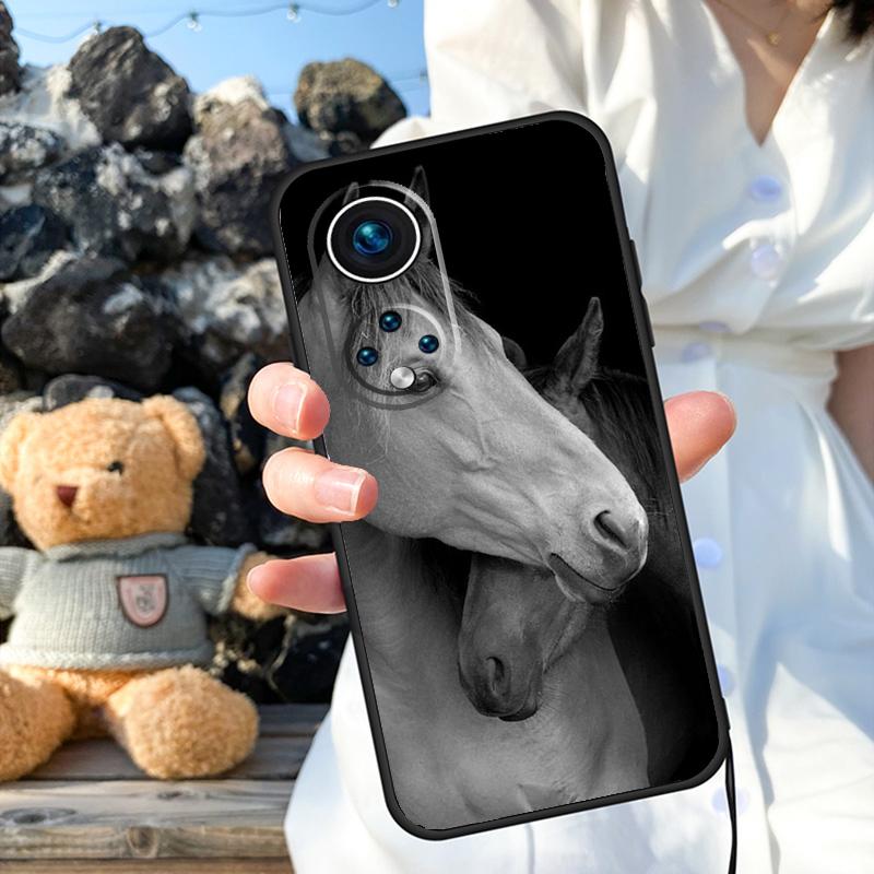 Black White Horse Case For Honor X9b X8b X8 X9 X6a X7a X8a X9a Honor Magic 6 5 Pro 50 70 90 Lite Back Cover