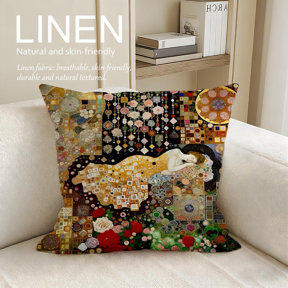 Artist Gustav Klimt Cushion Cover Pillowcase Set Pcs X X Breathable Washable Sofa Cushion Cover
