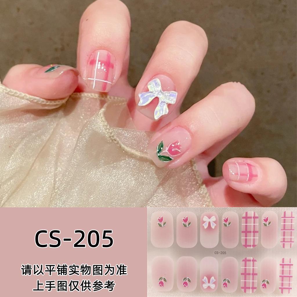 CS Waterproof No-Cure Gel Nail Wraps, Full Cover Japanese & Korean Style Heart Pattern Nail Stickers, Nail Patch Films
