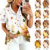 Women's Casual Ruffle V-Neck Print Top for Everyday Wear