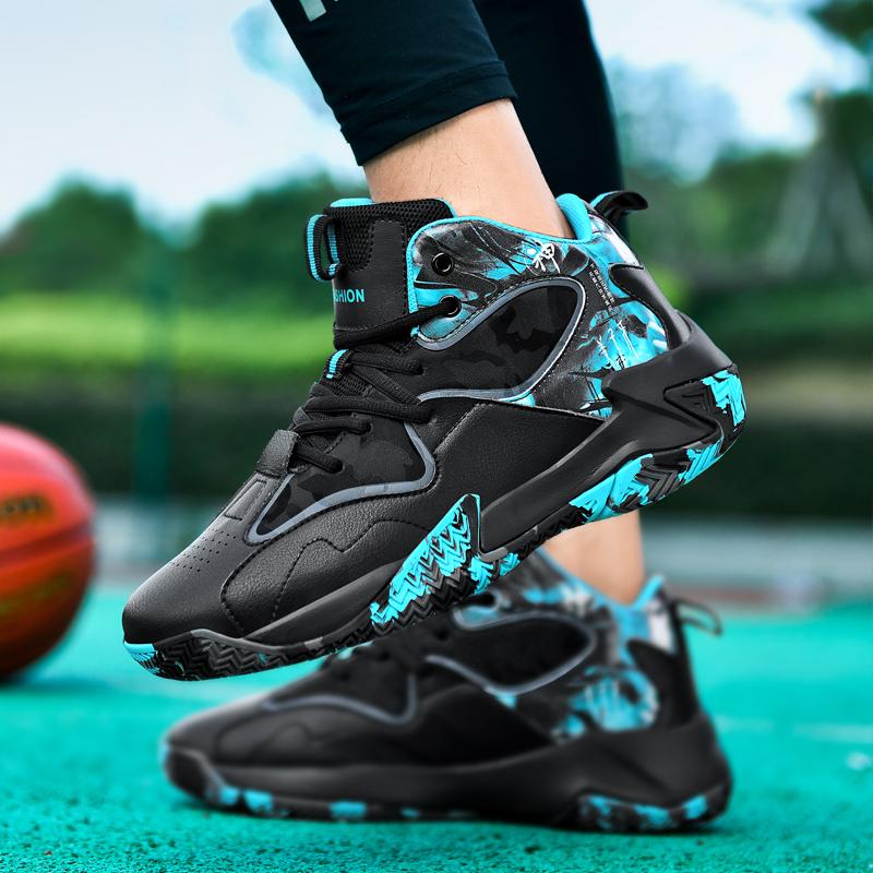 Big Size 36-48 Basketball Shoes Shock-Absorbant High-top Sneakers Anti-Slip Basketball Sneakers Competition Training Shoes