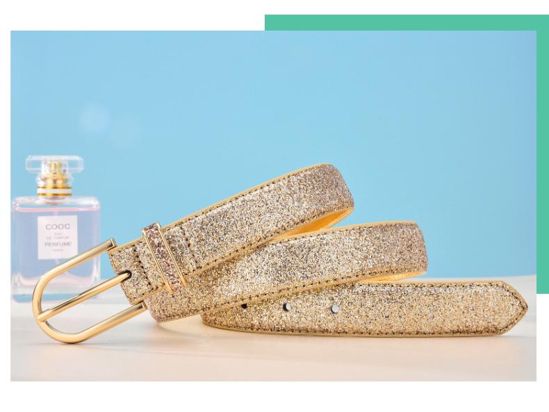 Trendy Korean Style Women's Gold Faux Leather PU Belt