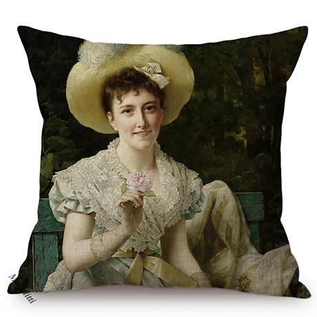 Famous Netherlands Painter Frans Hals Realism Painting Sofa Decorative Cushion Cover Elegant Lady Vintage Portrait Pillow Case