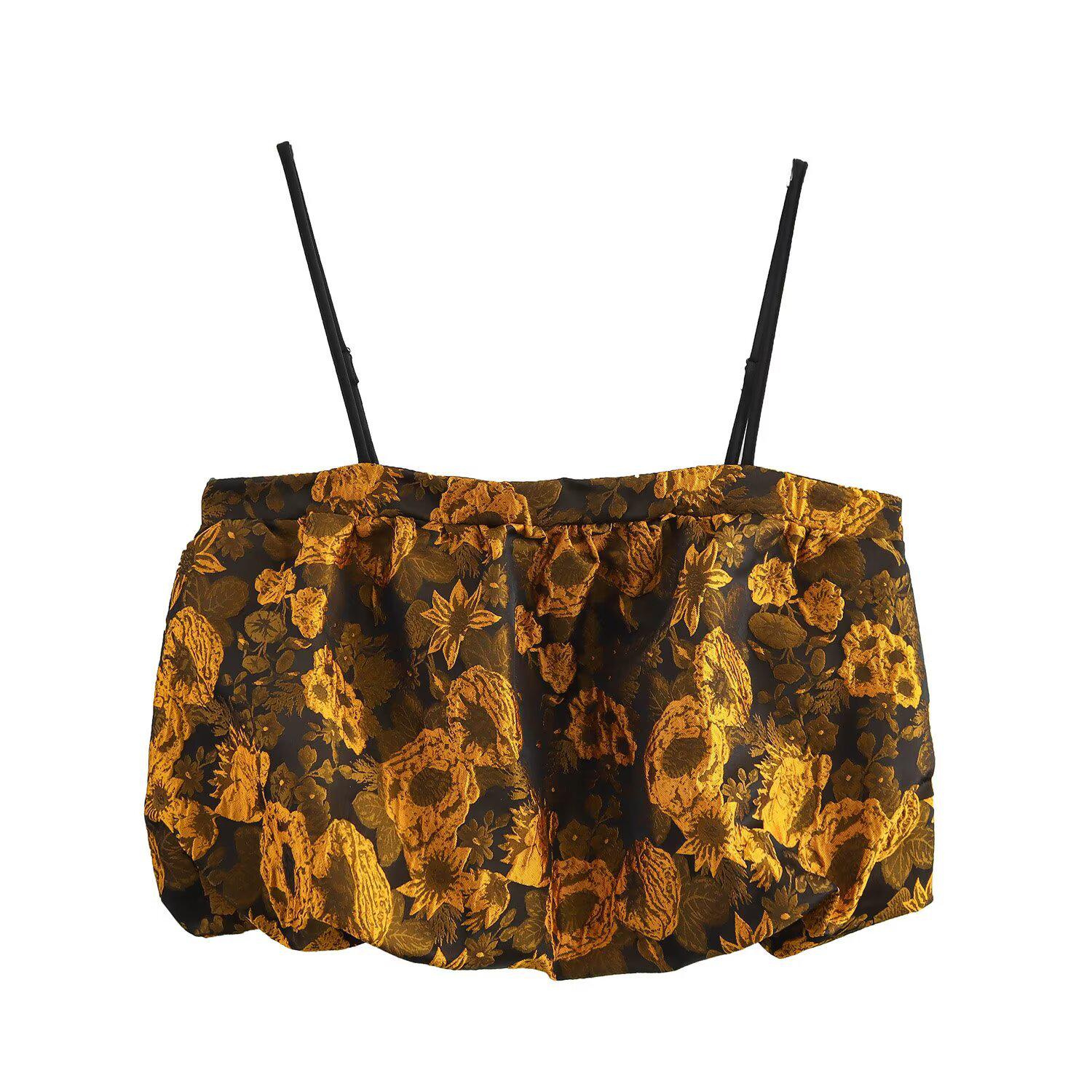 

Женский жаккардовый топ-слинг на весну 2025 года - Европейский и американский стиль S