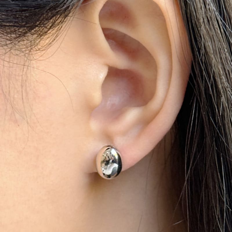 By Hyeres [925 Silver] Egg Ball Earrings (Silver) BH7E40707W9XXX