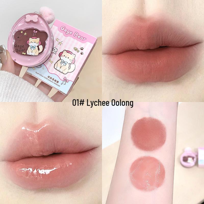Gege Bear Multi-Use Cream: Matte Lip, Blush, Eyeshadow - Easy Apply, Natural Look