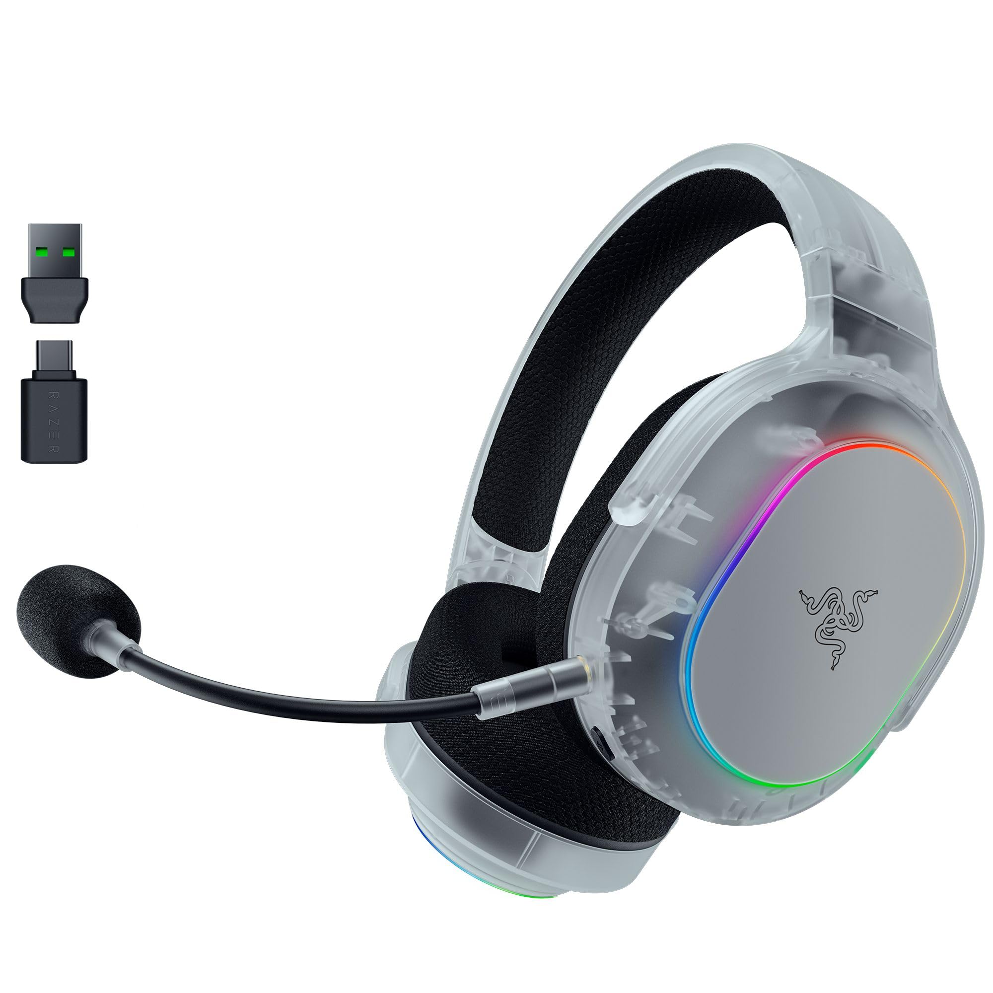 

Razer Barracuda X Chroma Phantom White Edition Wireless Gaming Headset with TriForce 40mm Detachable HyperClear Battery Compatible with and Japanese