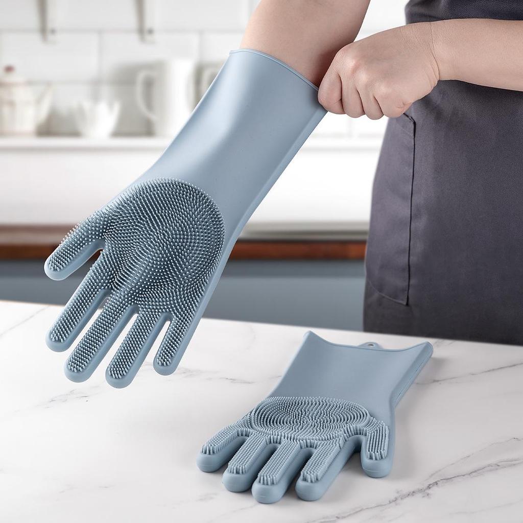 Black Silicone Dishwashing & Cleaning Gloves - Anti-Freeze, Heat-Resistant for Kitchen & Laundry Use