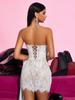 European Strapless Fishbone Lace Mesh Bodycon Gown