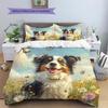 Australian Shepherd dog Pattern Bedding Home Decoration Birthday Gift (1 * duvet cover + 2 * pillowcase, without core)