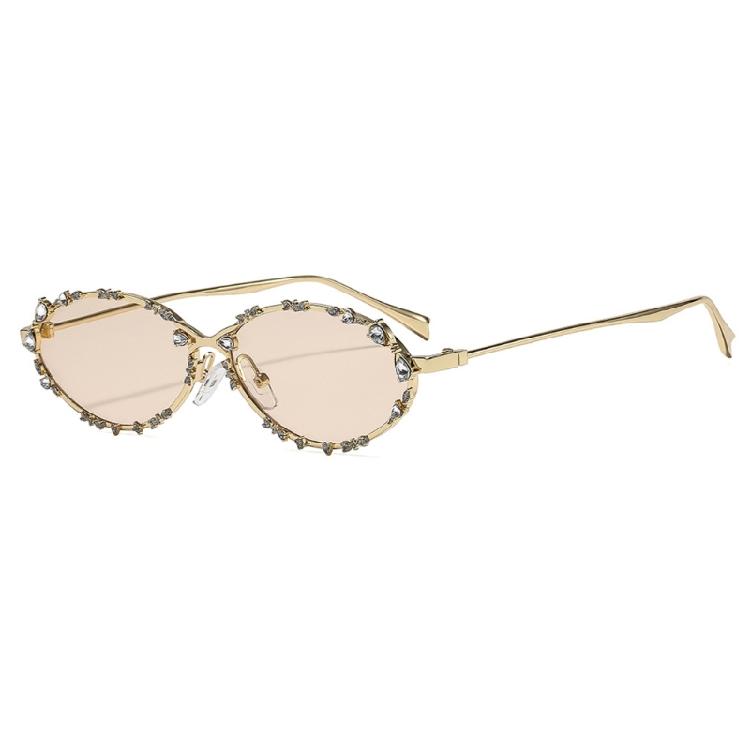 Trendy Elegant Sunglasses Crystal Embellished Metal Frame Polarized Lens Lightweight Design For Birthday Girl