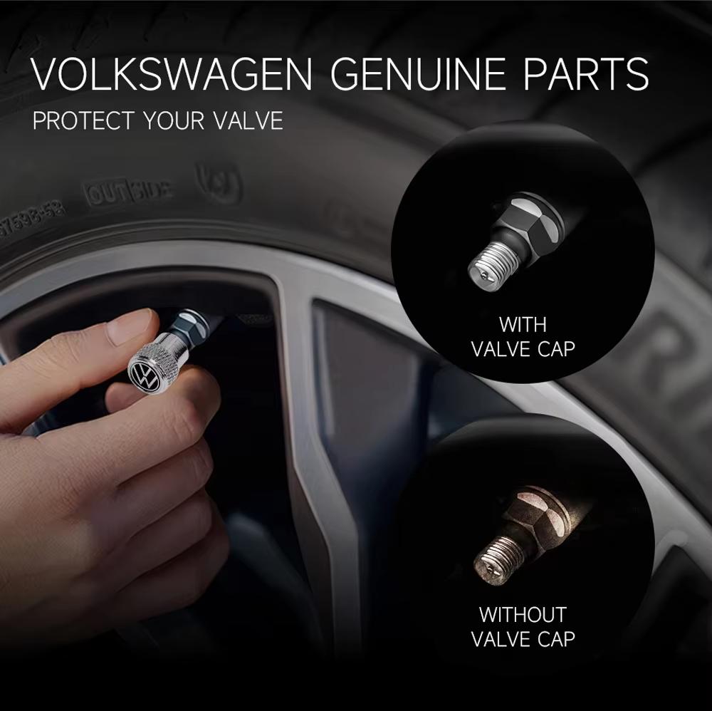 Für VOLKSWAGEN 4 Stück Auto Rad Reifen Ventilkappen Ventilschaft Auto Styling Für Volkwagen VW R-line GTI UPi Golf 7 Golf 8 Passat Jetta Toura