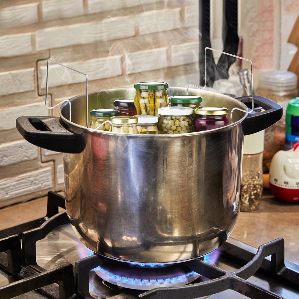 Canning Rack, Water Bath Canner Rack, Stainless Steel Canning Jar Lifter With Foldable Contoured Handles For Home Kitchen Use