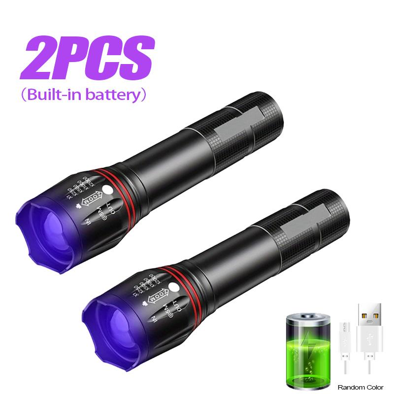 T6 LED UV Flashlight 395nm-Zoomable Ultraviolet Torch for Scorpion Hunting,Fluorescent Detection&Pet Stain Finding (Blacklight)